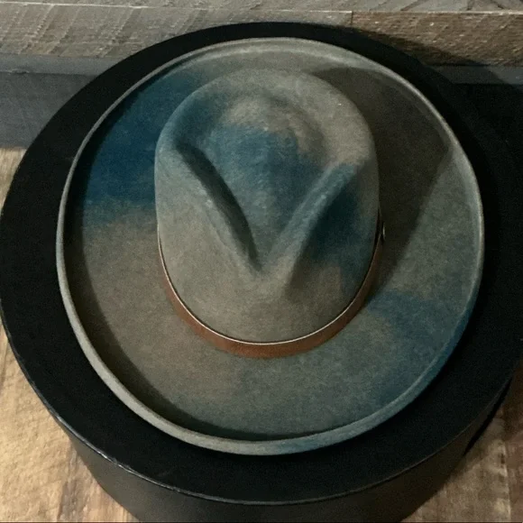 Goorin Bros The Dead Sea Fedora Hat Blue Tan NWT Size Large USA Made